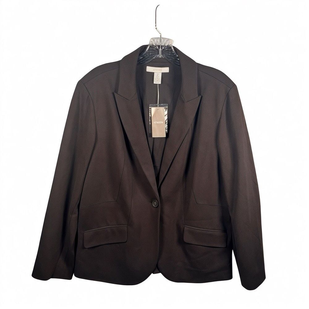 NWT Chicos Blazer Size 2 (Missy 12) Jacket Brown Stretch Work Capsule Ponte Knit